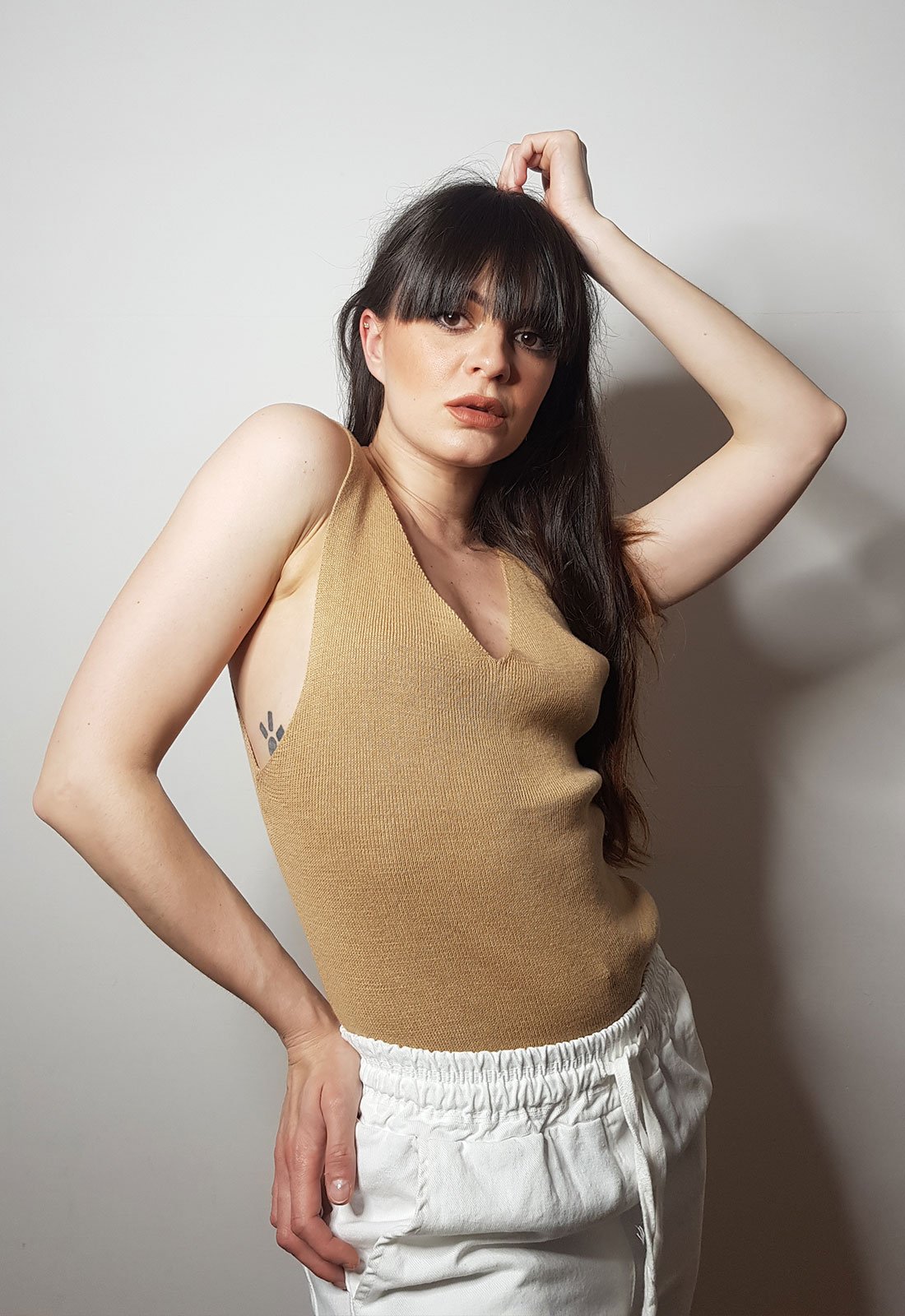 Top in maglia - Avana 1