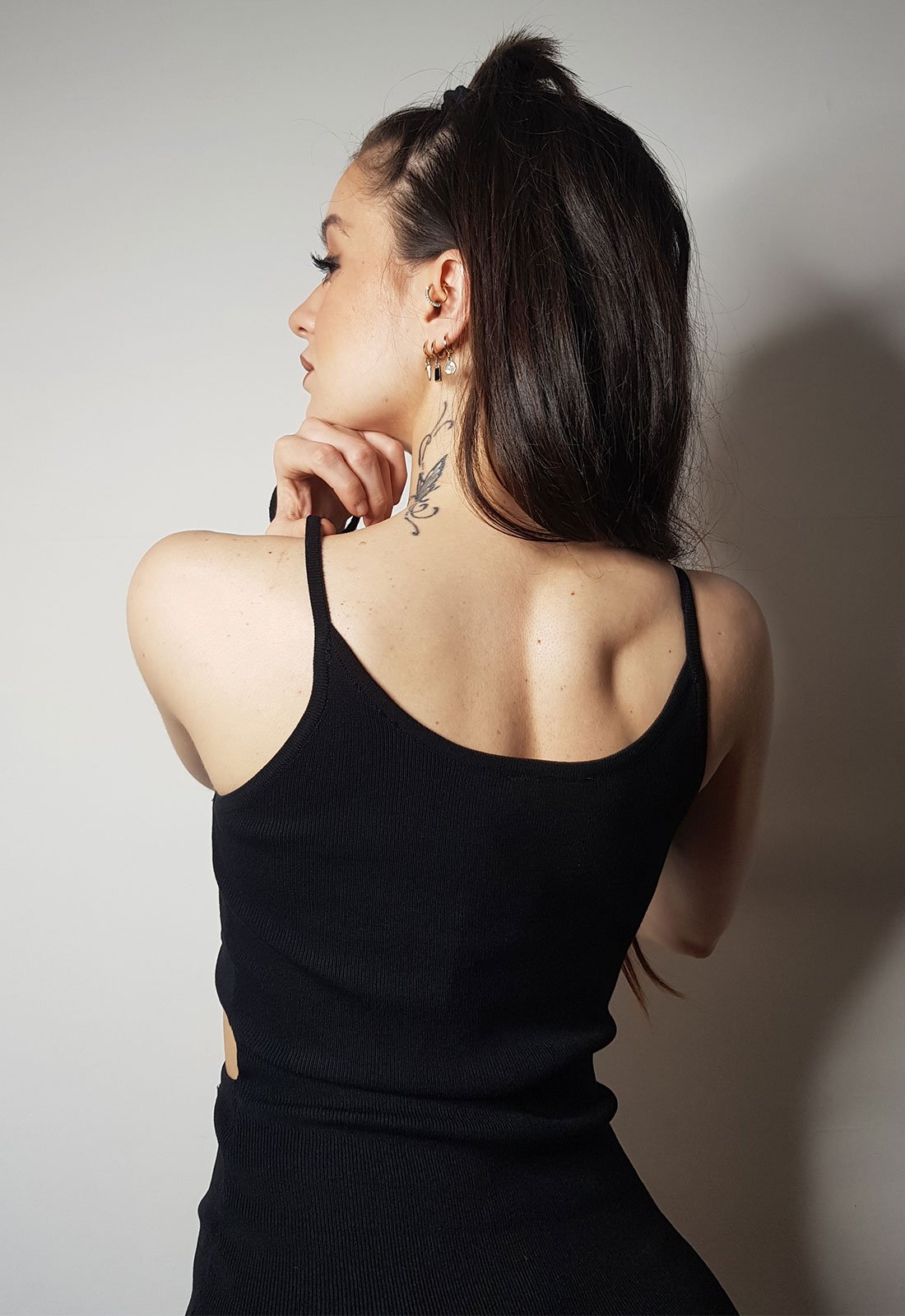 Web mini dress total black slimfit LeRobe 3