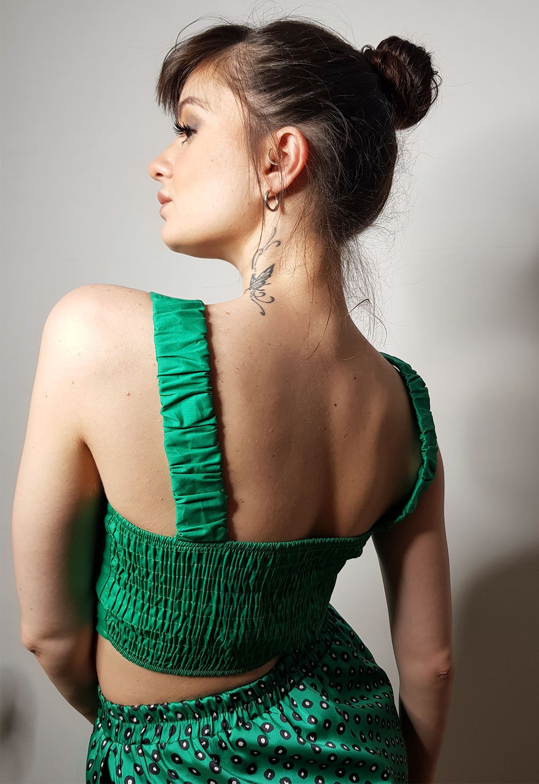Crop-top cotone - green